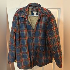 LL Bean Sherpa lined flannel shirt, size L